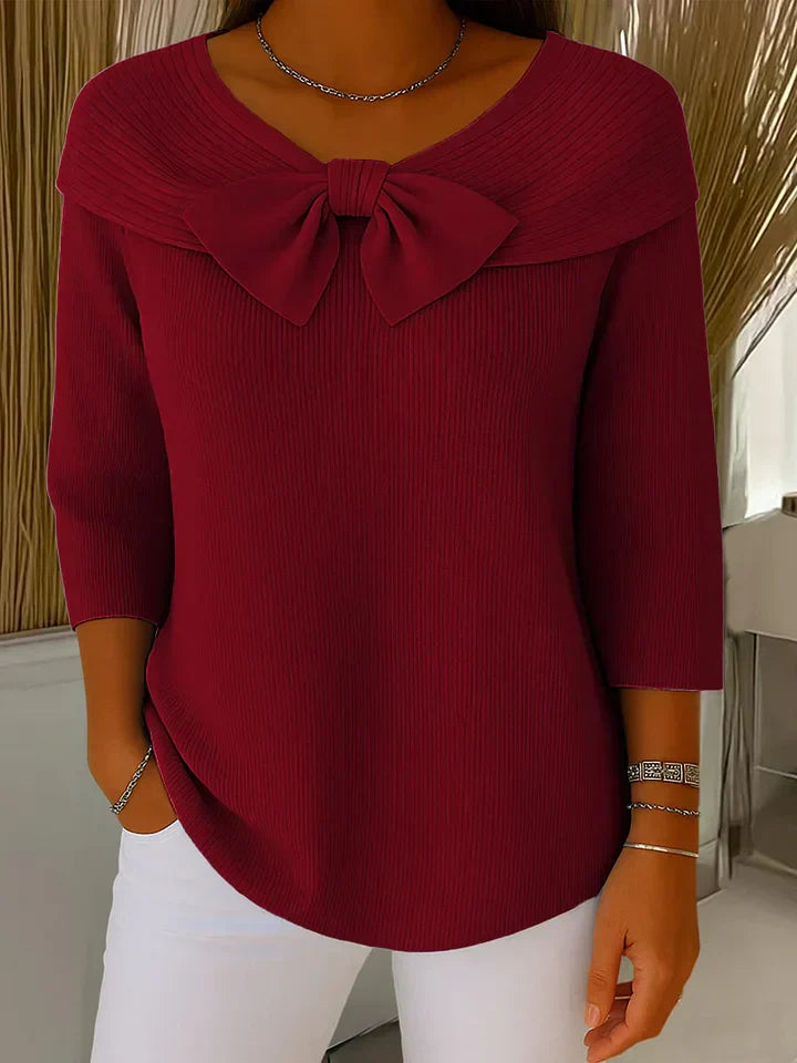 Alana™ | Women's Sweater with Bow and Round Neckline