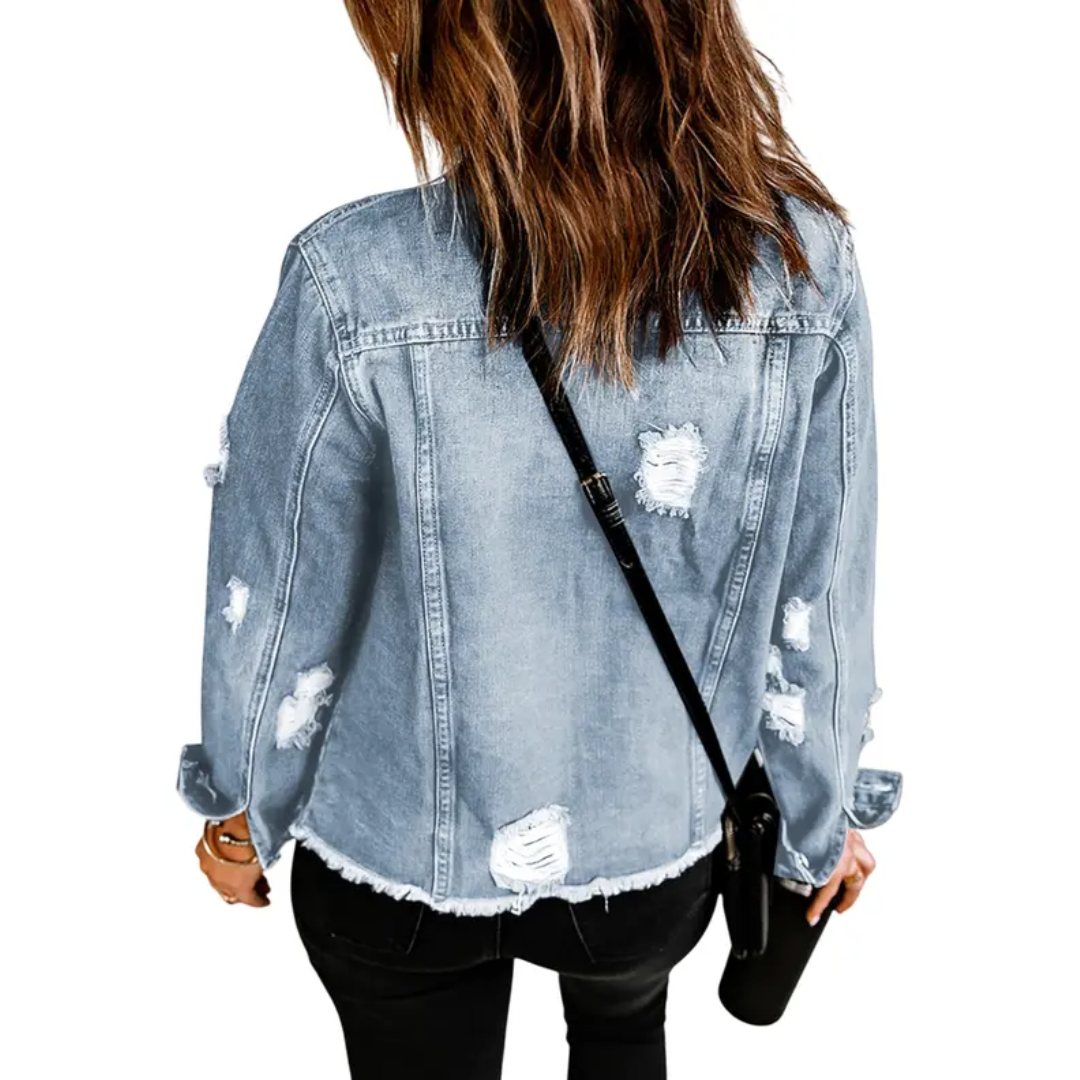 DENIM™ – Distressed Boyfriend Denim Jacket