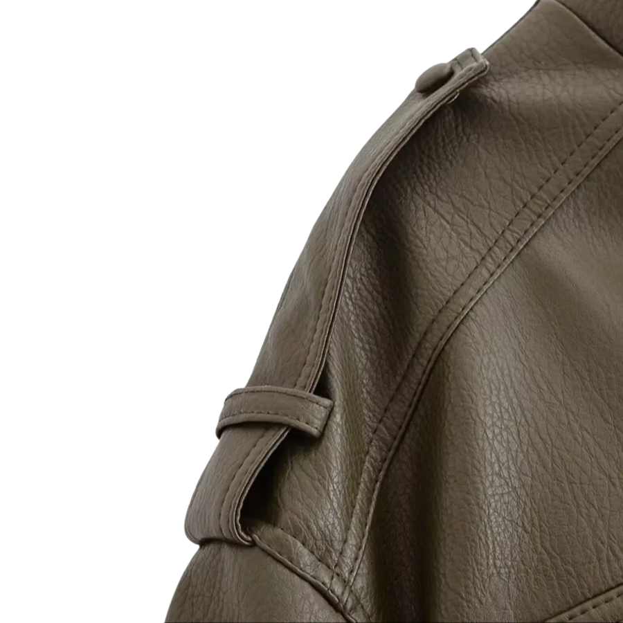ZOYA™ – Faux Leather Biker Short Jacket