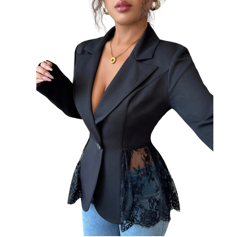 RAFAELA™ – Modern Lace-Trim Structured Blazer