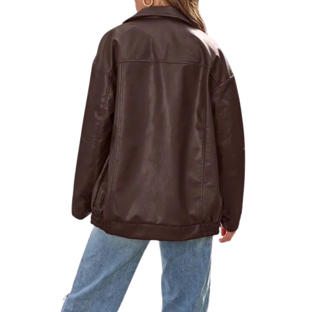 REBEL™ – Moto-Inspired Faux Leather Oversized Jacket