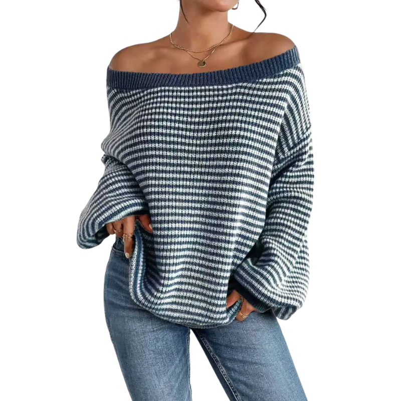 LELLA™ – Casual All-Season Ladies Striped Sweater