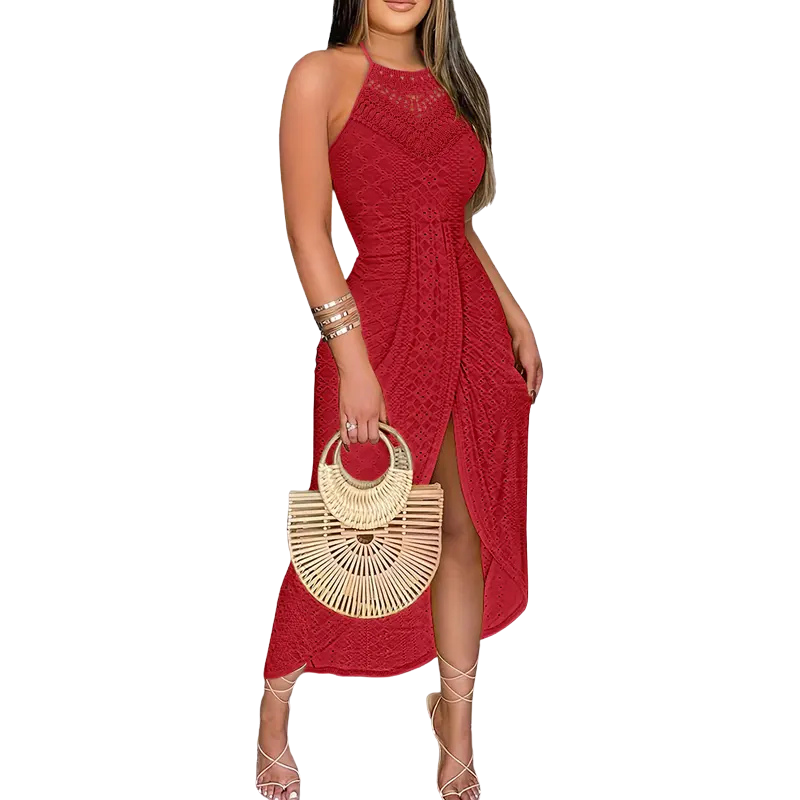 CALLIOPE™ – Chic Halter Neck Sleeveless Maxi Dress