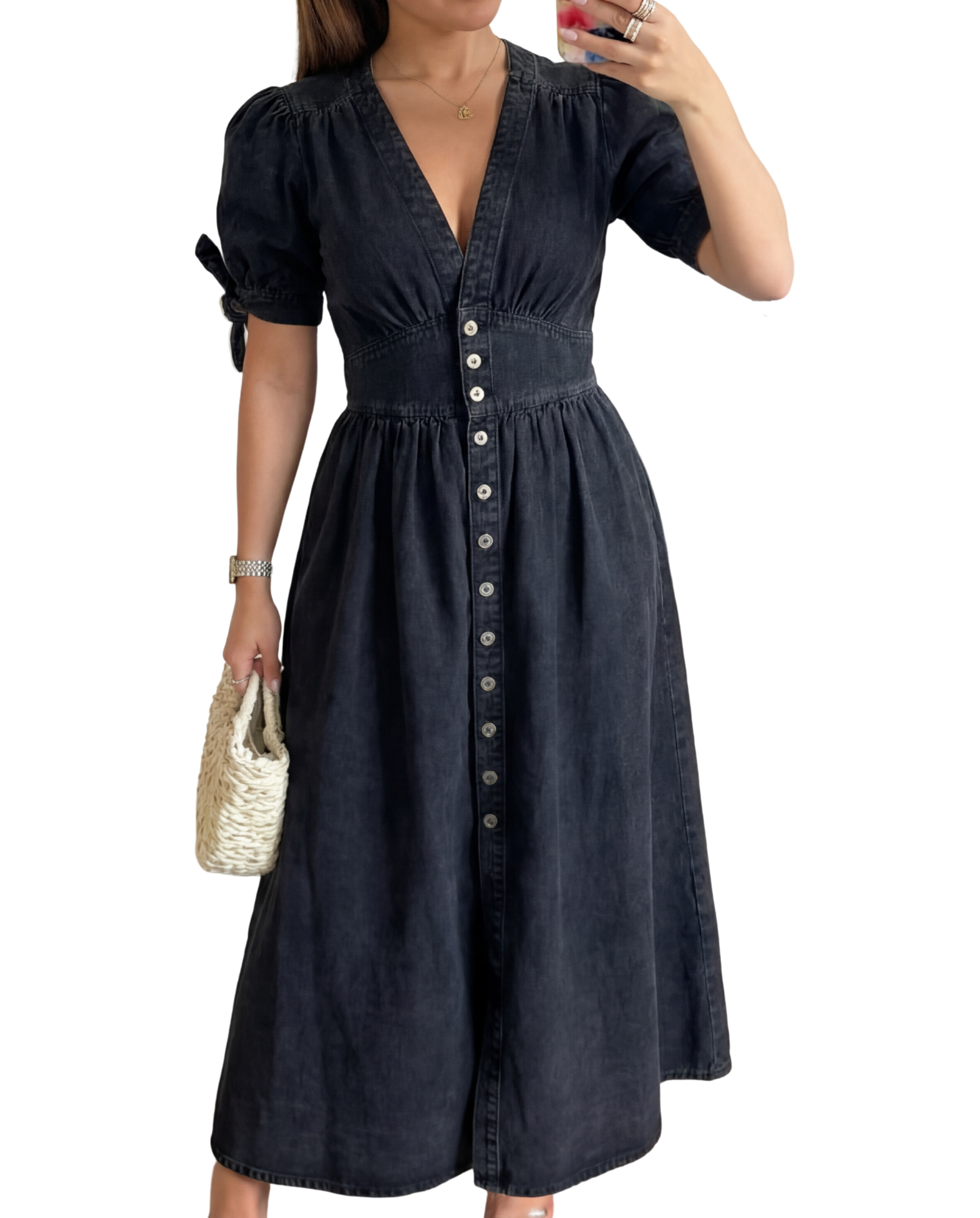 ARMI™ – Casual Short Sleeve V Neck Dress
