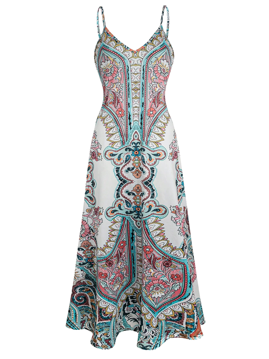 HARRIET™ – Boho Floral Print Spaghetti Strap Dress