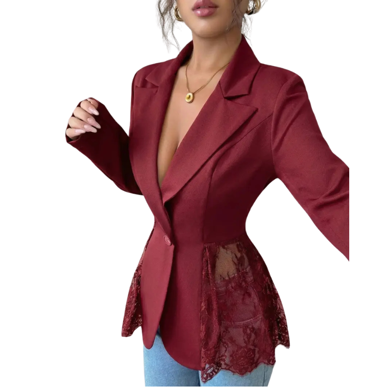 RAFAELA™ – Modern Lace-Trim Structured Blazer