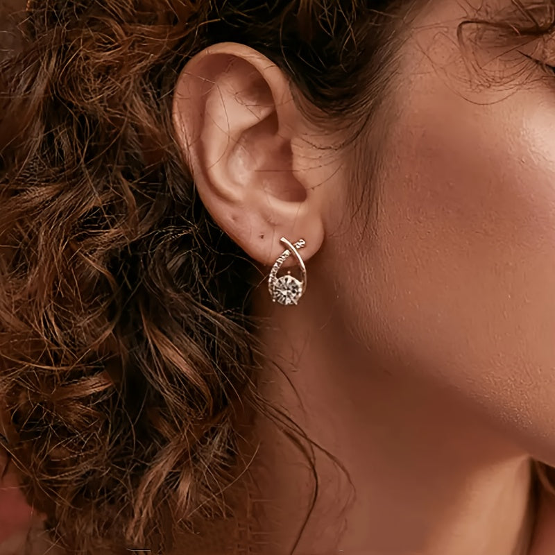 Gold Cross & Zirconia Earrings