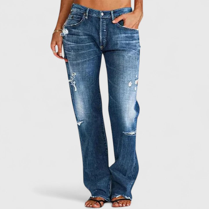 Sadie | Women's Low Rise Distressed Straight Leg Jeans