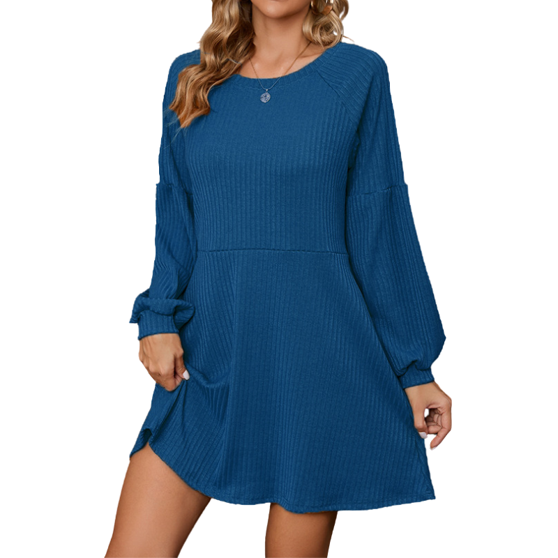 SANDY™ – Stylish Ribbed Long Sleeve Dress