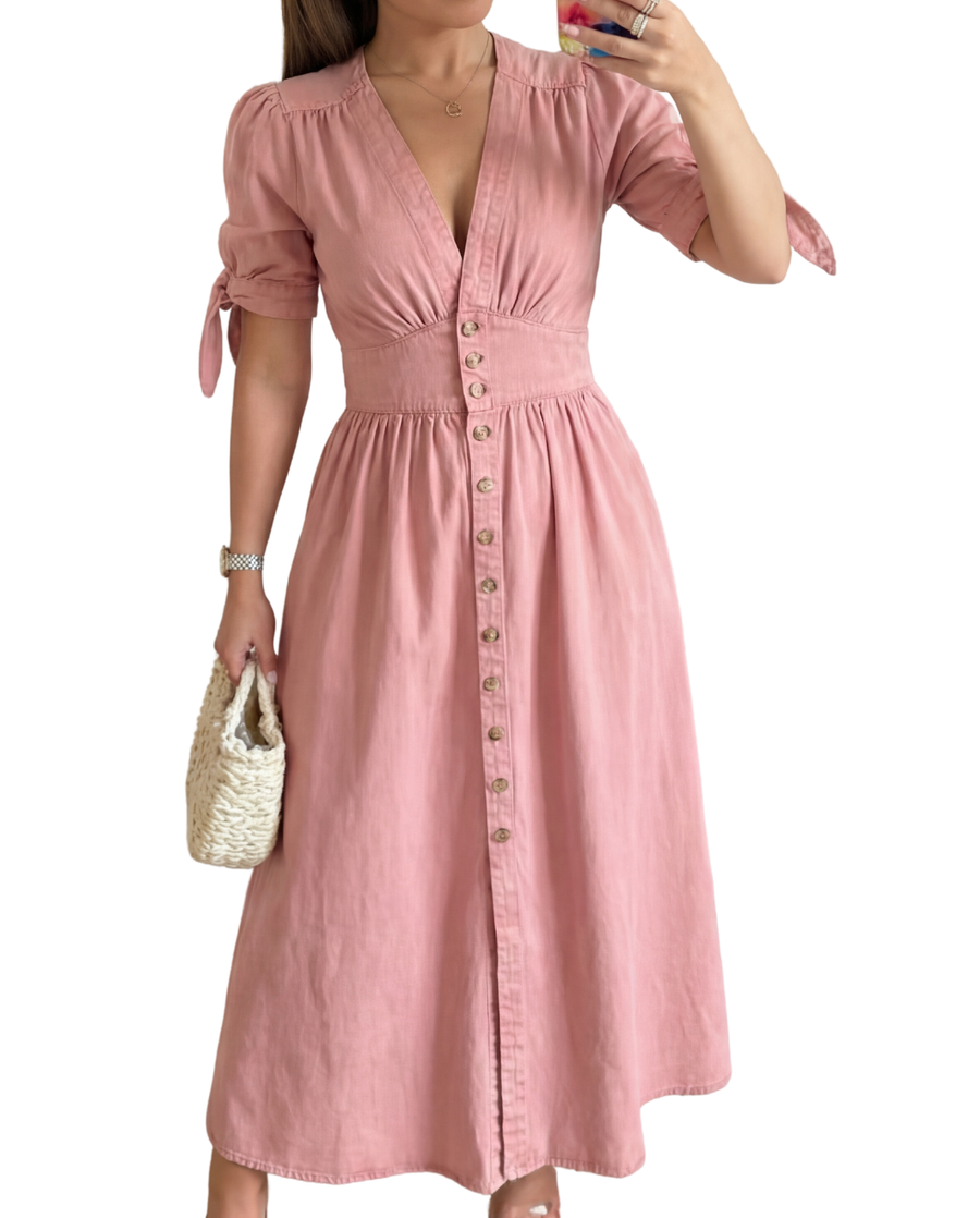 ARMI™ – Casual Short Sleeve V Neck Dress