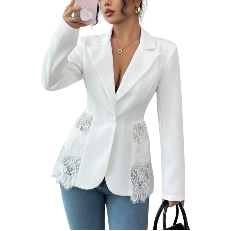 RAFAELA™ – Modern Lace-Trim Structured Blazer