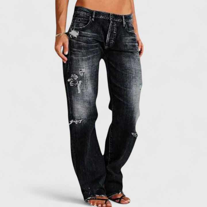 Sadie | Women's Low Rise Distressed Straight Leg Jeans