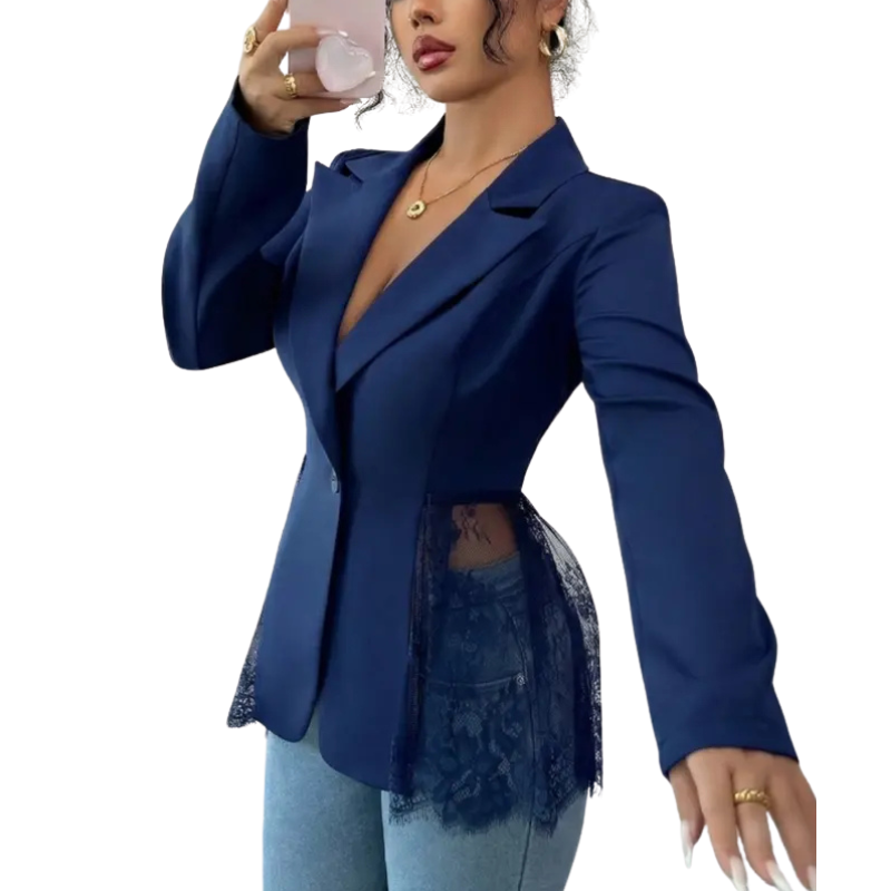 RAFAELA™ – Modern Lace-Trim Structured Blazer