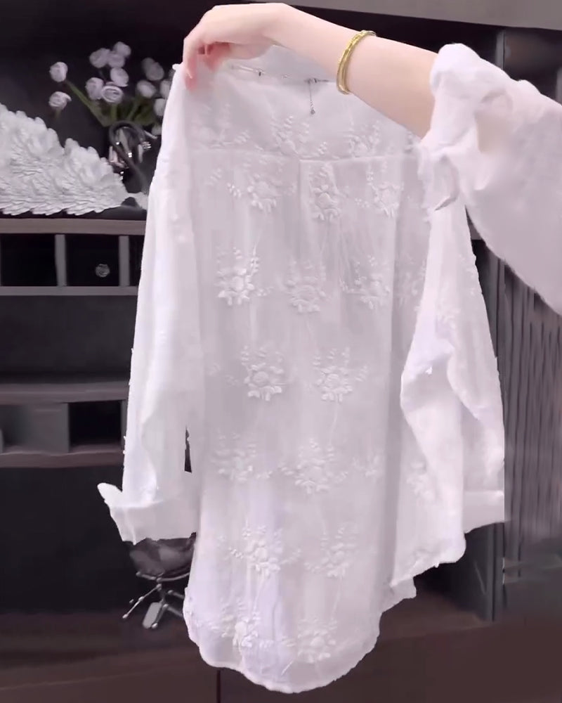 Annalise | Floral Solid Color Shirt with Dropped Shoulders