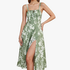 Green background with white flowers