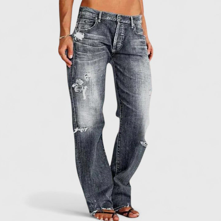 Sadie | Women's Low Rise Distressed Straight Leg Jeans