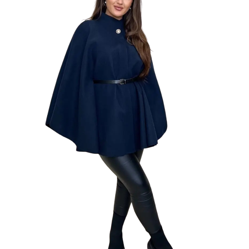 EDEN™ – Stylish Belted Cape Coat with High Neck