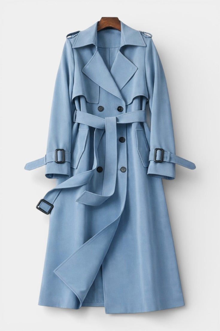Romane Long Belted Double-Breasted Coat