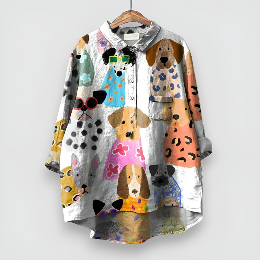 Georgie | Women's Shirt with Dog Print