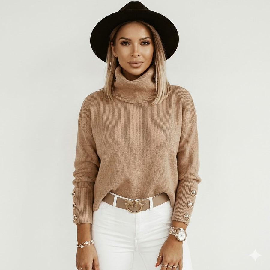 Genevieve Laurent | Elegant Turtleneck Knit Sweater For Women
