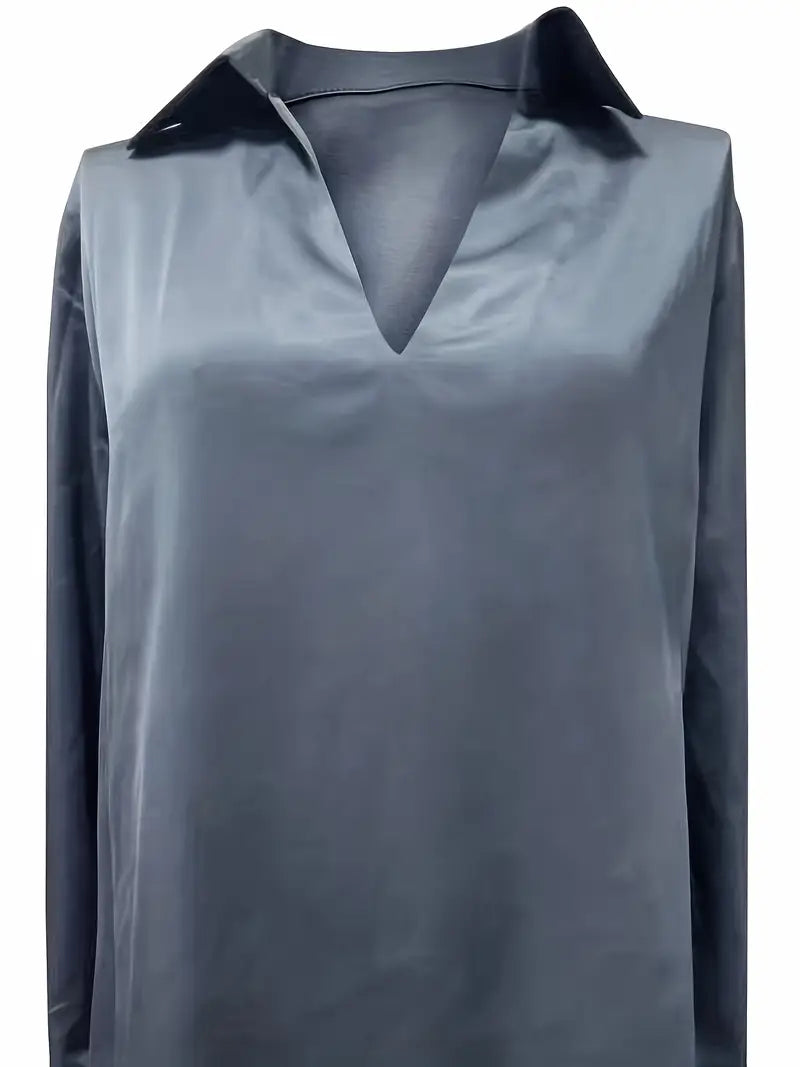 Eva | Premium V-Neck Satin Blouse