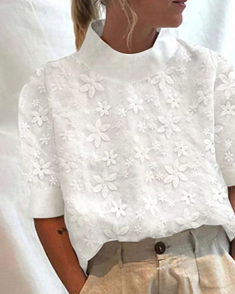 Julia | Floral Solid Stand-Up Collar