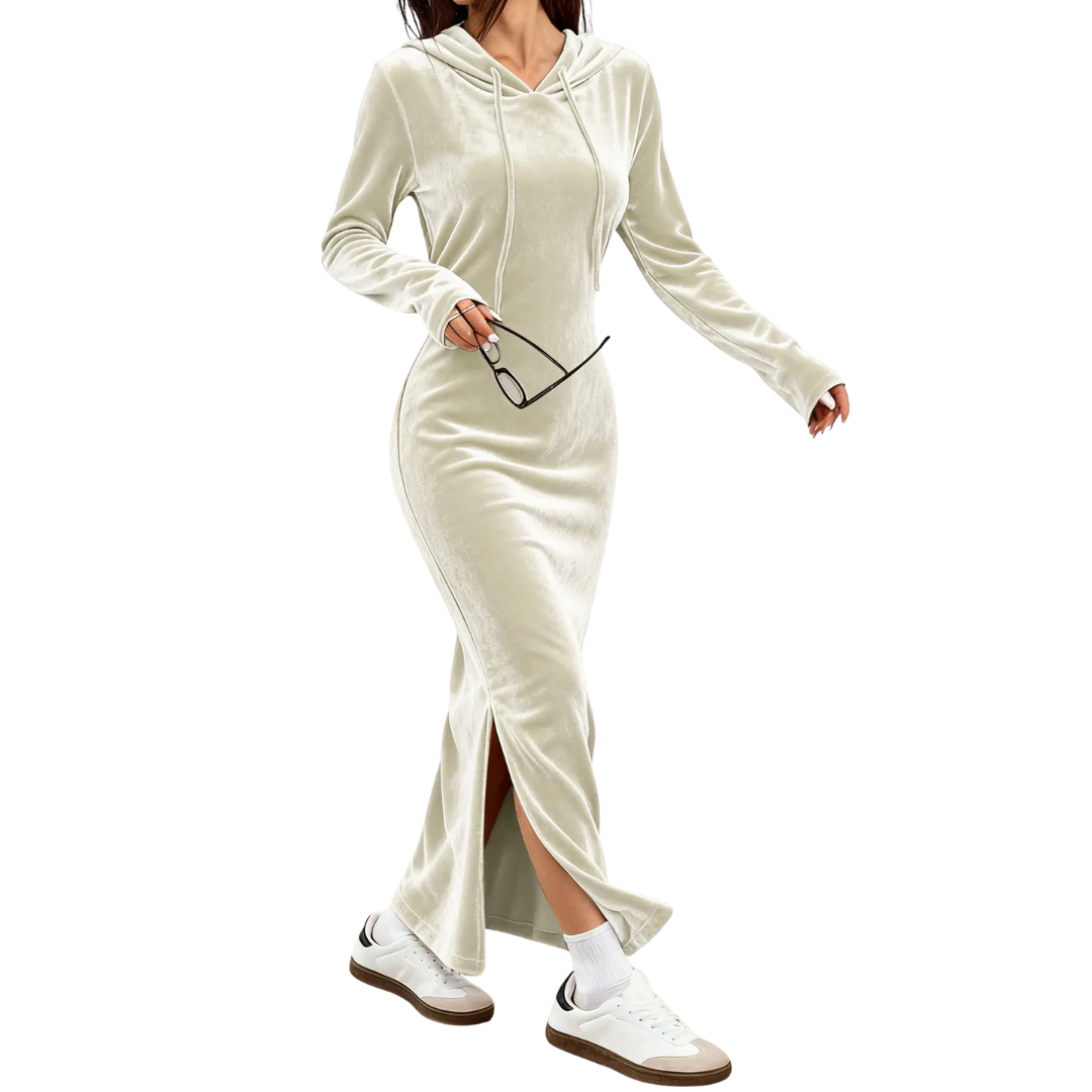 NICOLETTE™ – Cozy Hooded Bodycon Sweater Dress