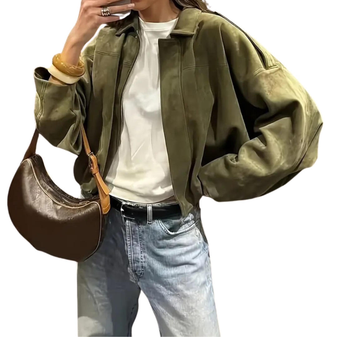 RENZO™ – Relaxed Suede-Feel Bomber Jacket
