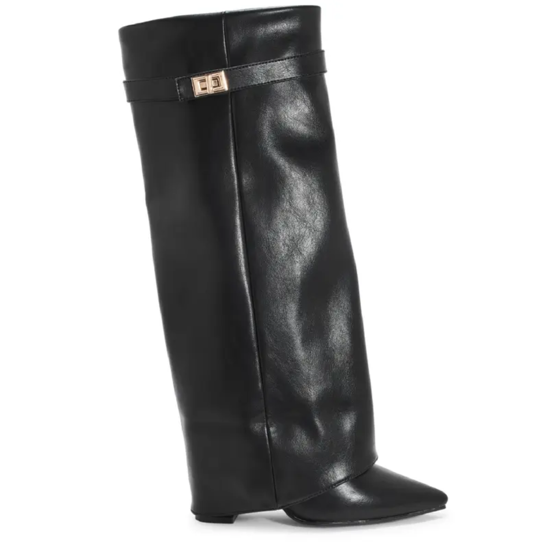 VESPER™ – Wide Calf Buckle Fold-Over Boots