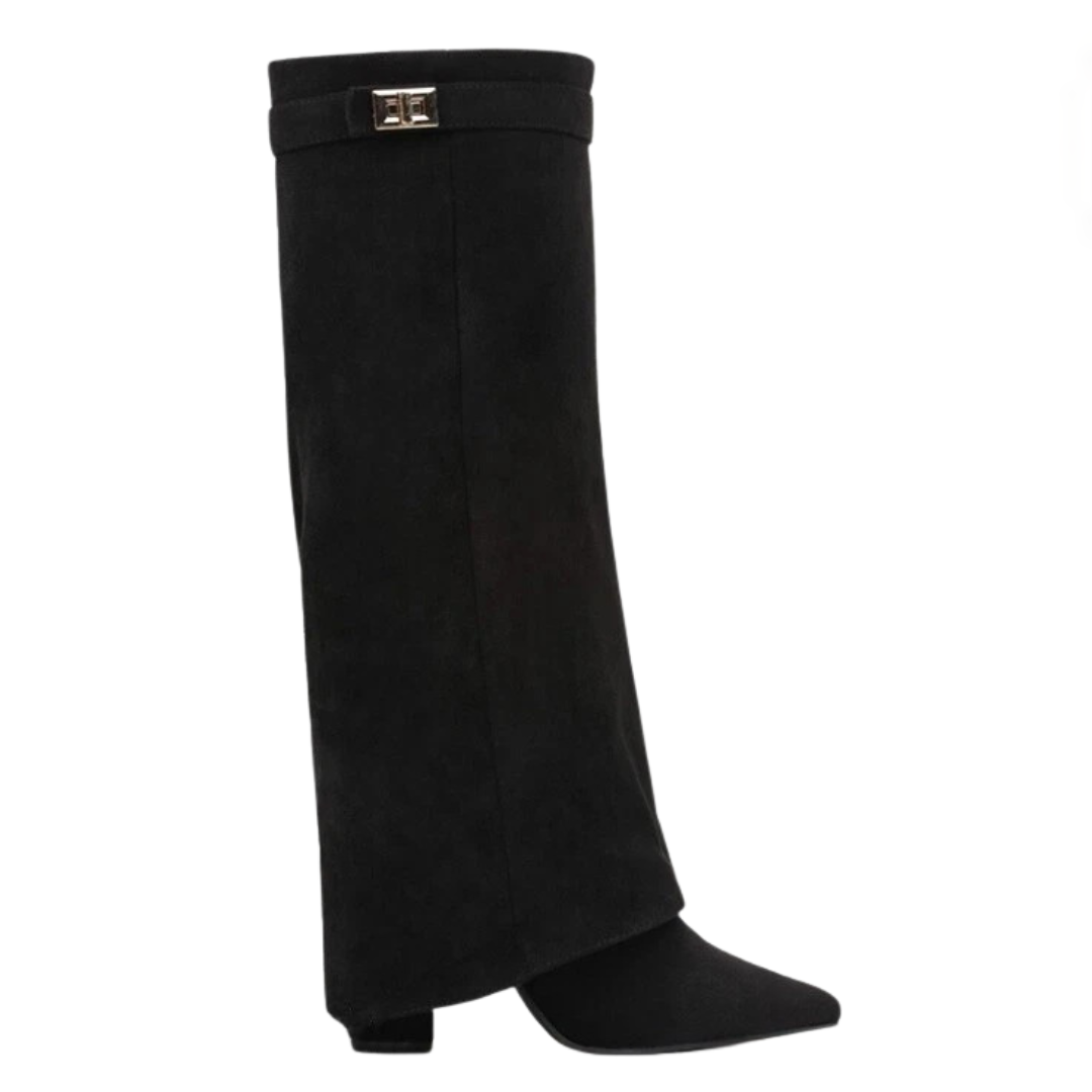 VESPER™ – Wide Calf Buckle Fold-Over Boots