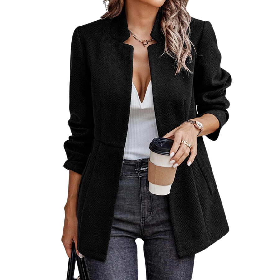 WAVNA™ – Polished Open Front Wool Blazer