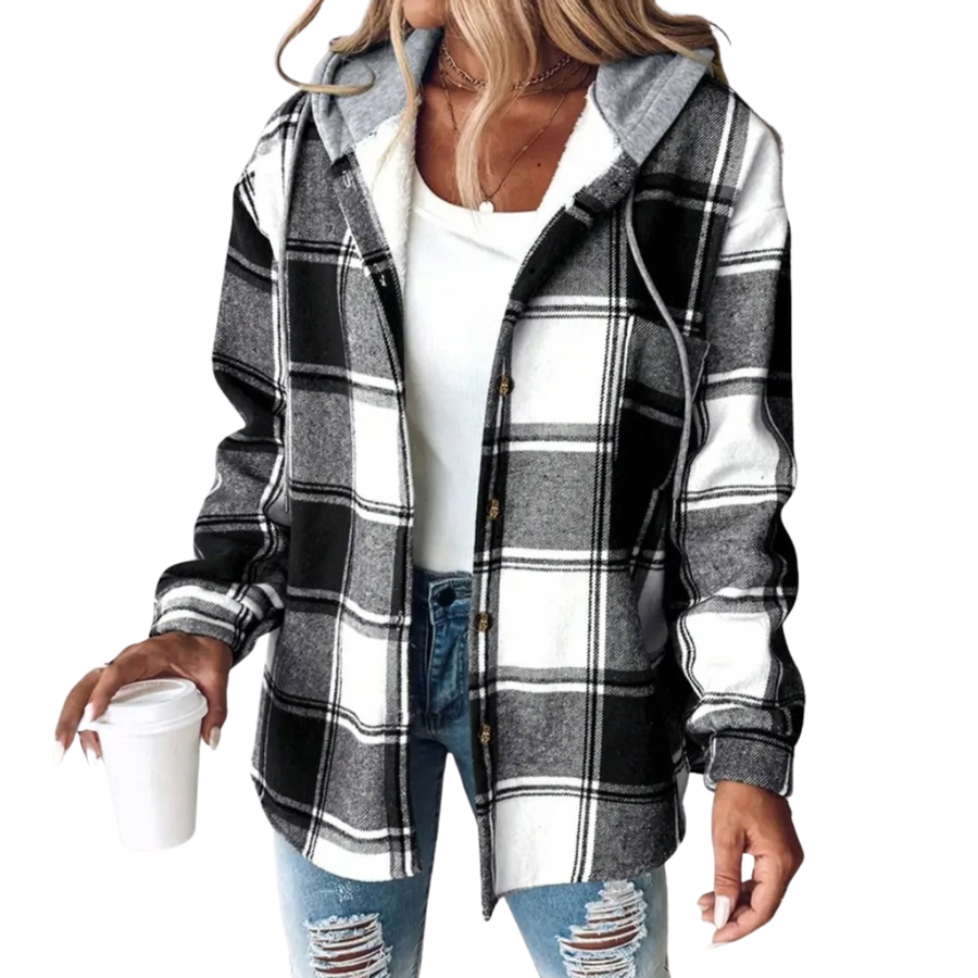 DOTTIE™ – Cozy Plaid Hooded Fleece Shirt Jacket