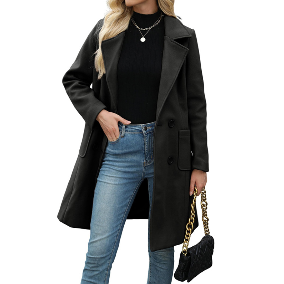 CORDETTE™ – Double-Breasted Wool Blend Mid-Long Coat