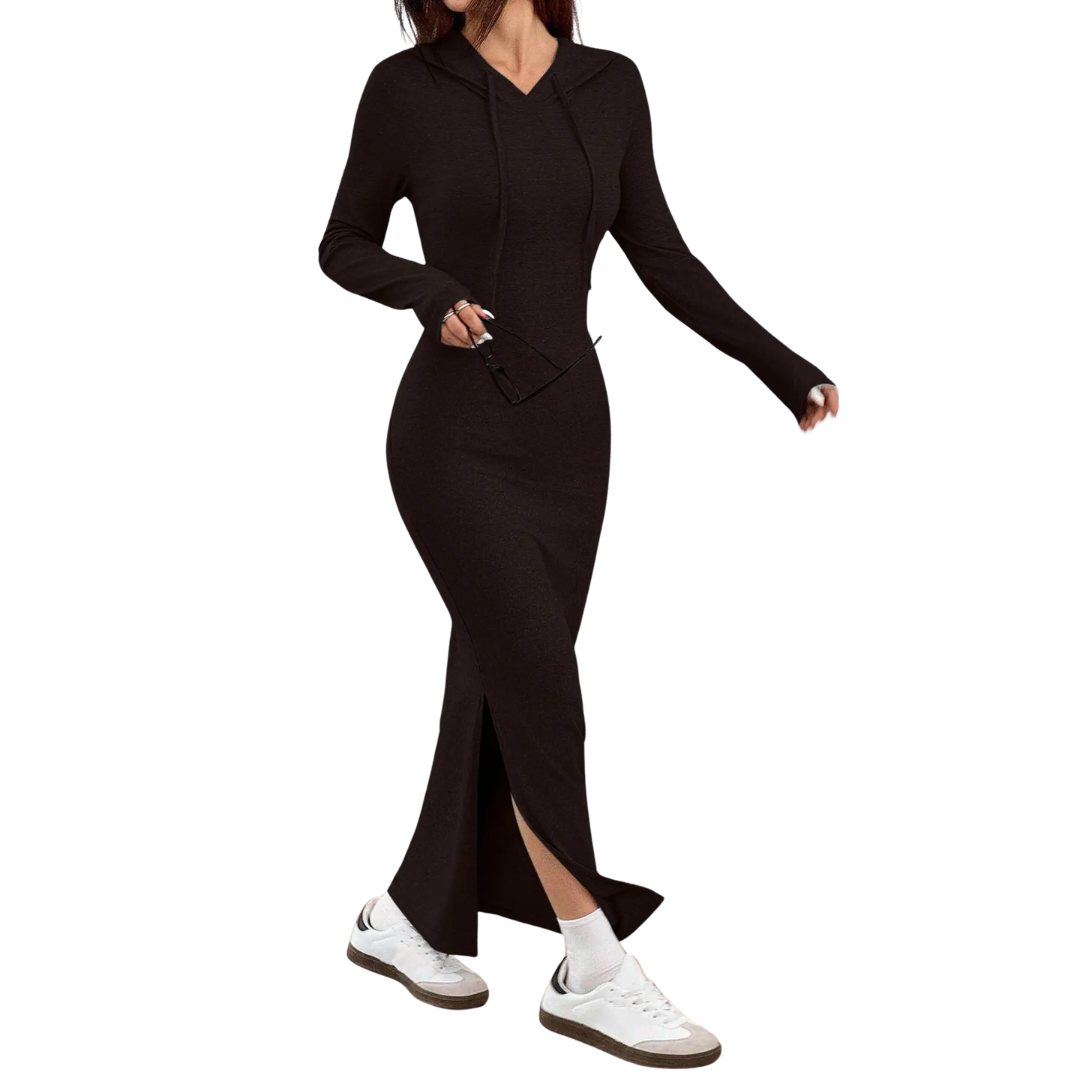 NICOLETTE™ – Cozy Hooded Bodycon Sweater Dress