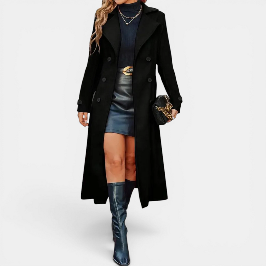 LEONILLE™ – Double-Breasted Wool Long Coat