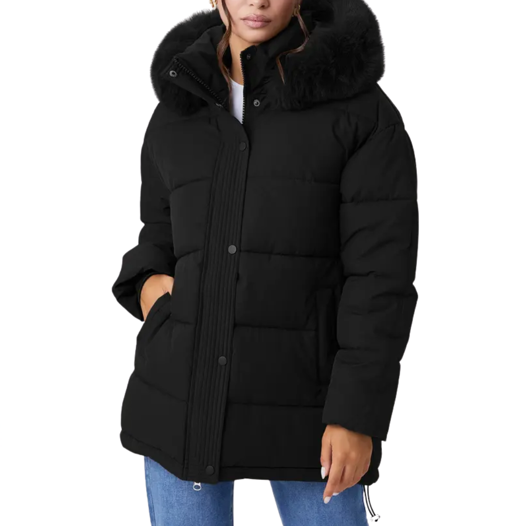 ZELARA™ – Fluffy Fur Collar Thermal Coat