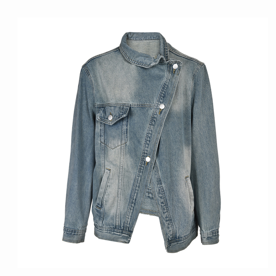 DAXTON™ – Asymmetric Washed Loose Denim Jacket