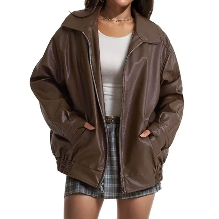 REBEL™ – Moto-Inspired Faux Leather Oversized Jacket