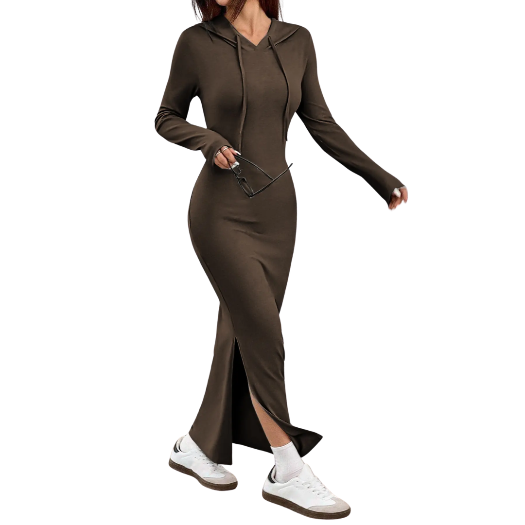 NICOLETTE™ – Cozy Hooded Bodycon Sweater Dress
