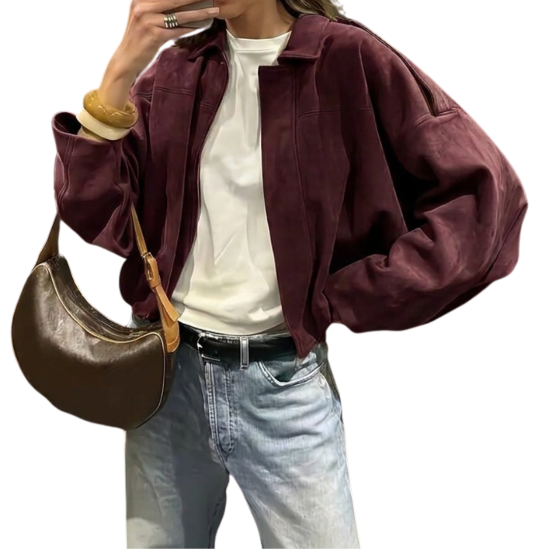 RENZO™ – Relaxed Suede-Feel Bomber Jacket