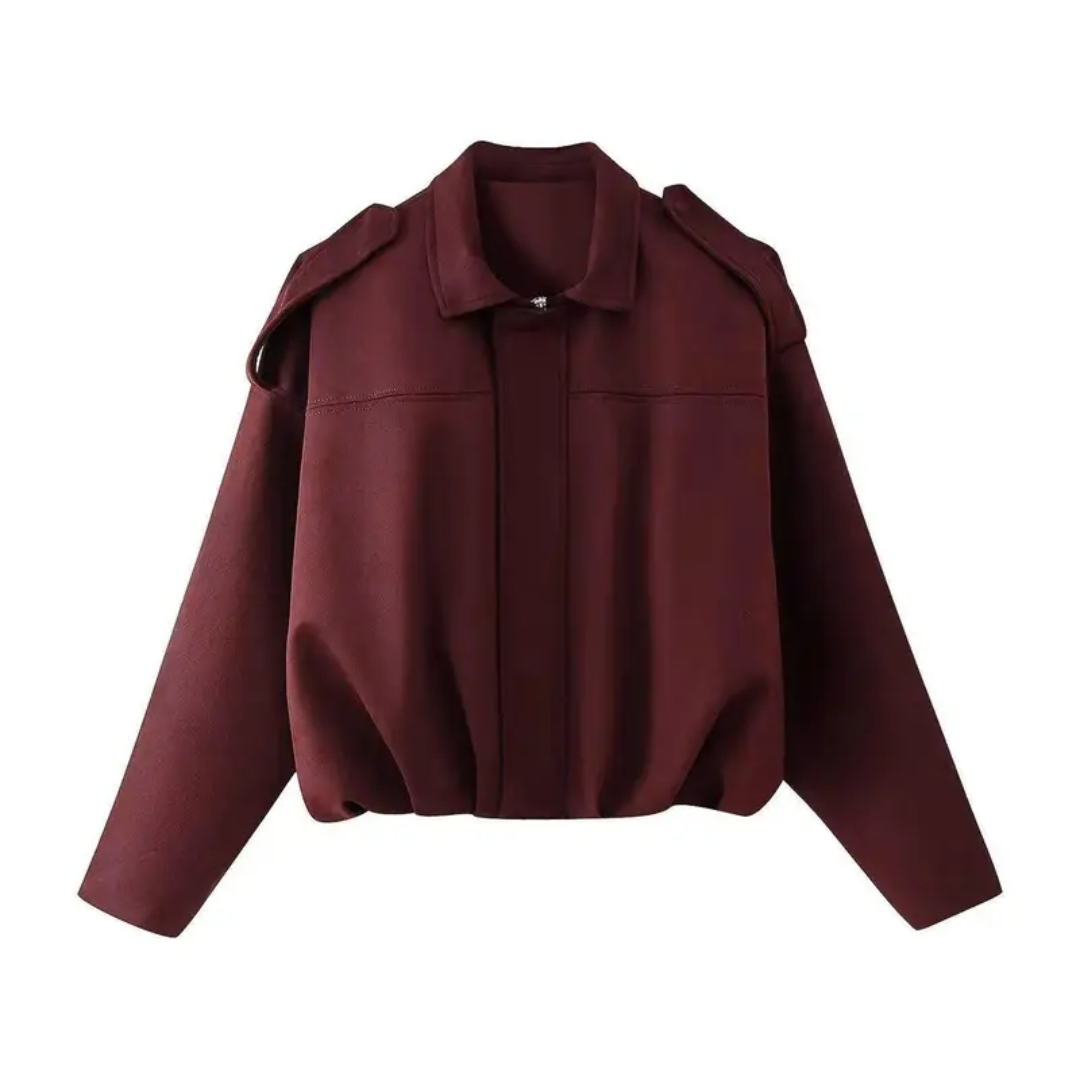 PETRA™ – Vintage Suede Epaulet Bomber Jacket