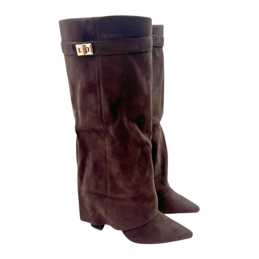 VESPER™ – Wide Calf Buckle Fold-Over Boots