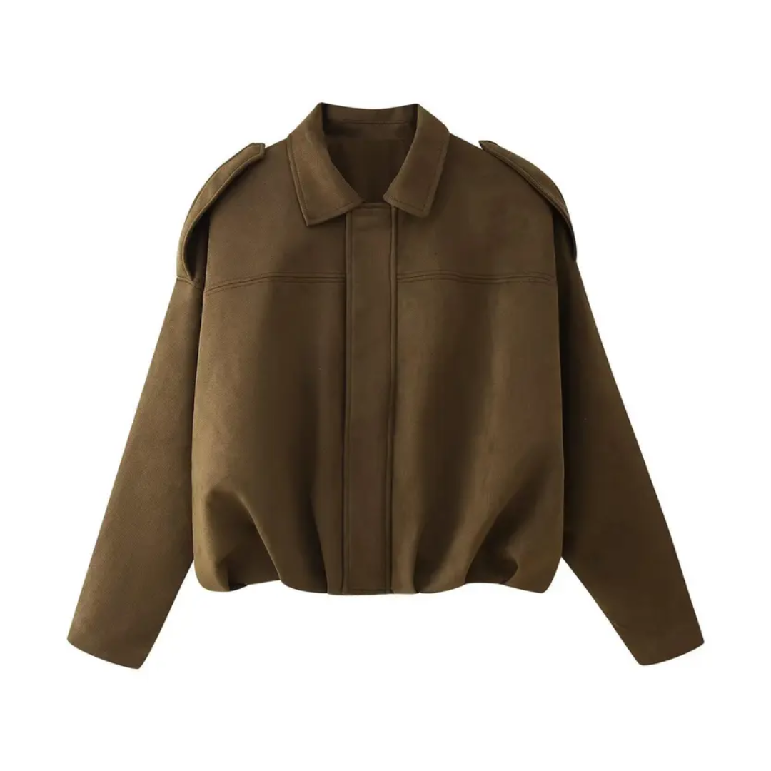PETRA™ – Vintage Suede Epaulet Bomber Jacket
