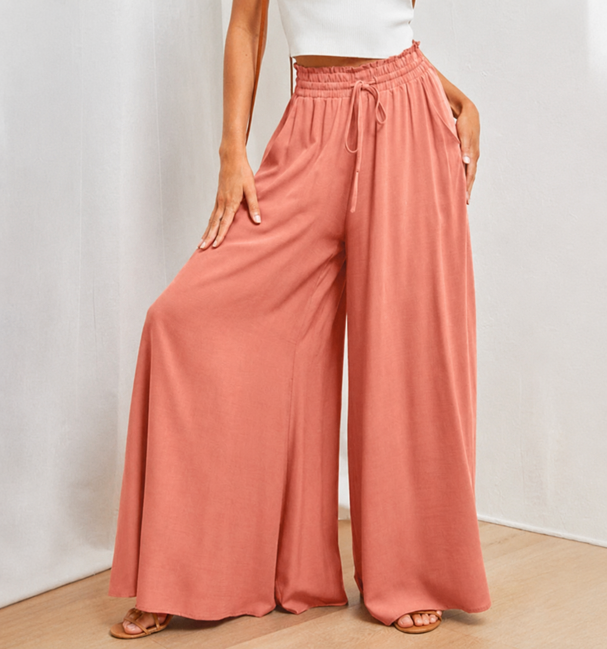 Clementine | Women's High Waisted Wide Leg Palazzo Pants