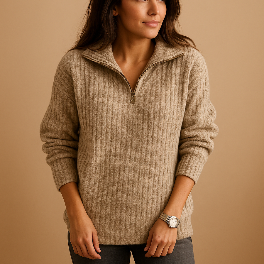 Chic Half-Zip Pullover Sweater | Women's Fashion Sweater