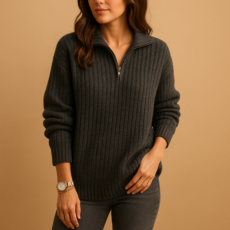 Chic Half-Zip Pullover Sweater | Women's Fashion Sweater