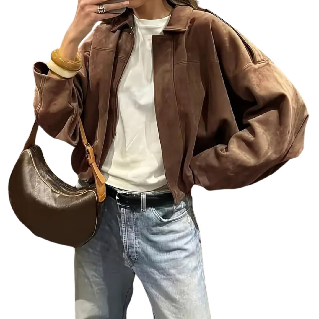 RENZO™ – Relaxed Suede-Feel Bomber Jacket