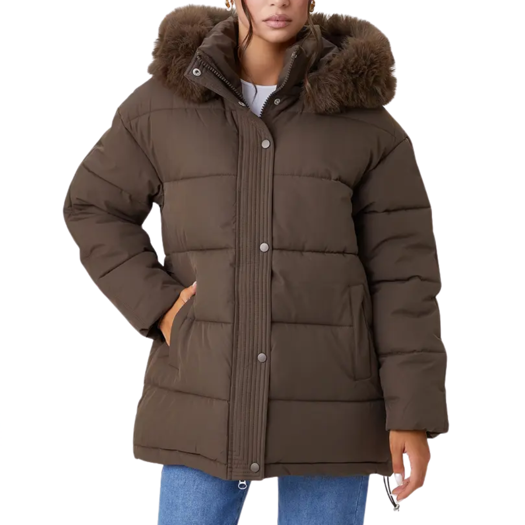 ZELARA™ – Fluffy Fur Collar Thermal Coat