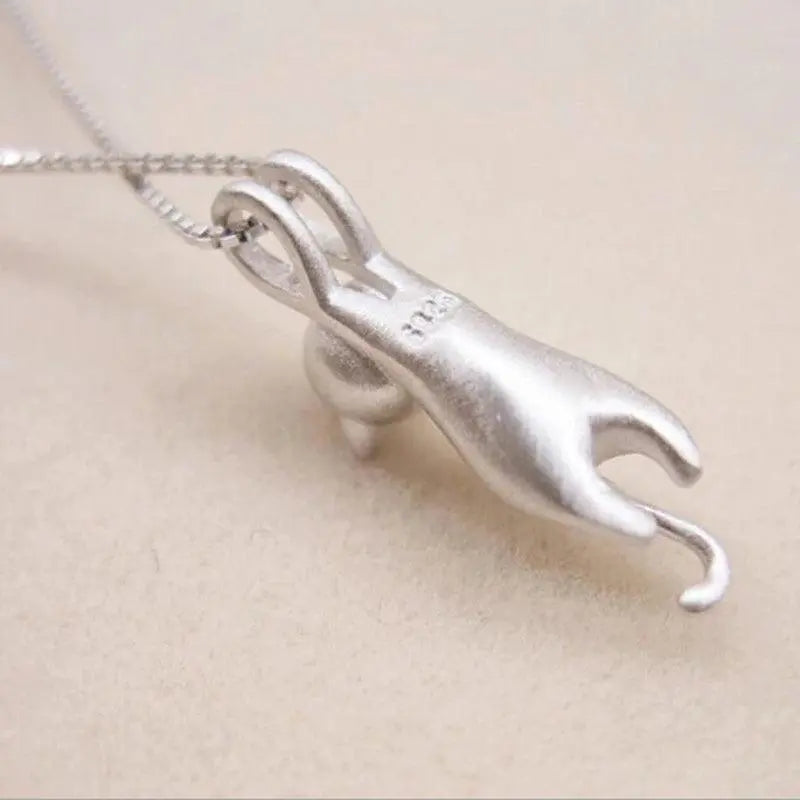 Playful 925 Silver Cat Necklace