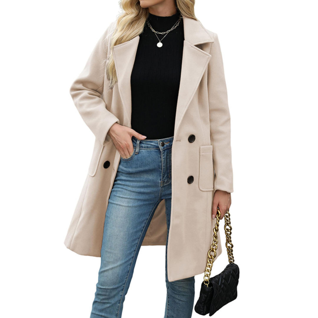 CORDETTE™ – Double-Breasted Wool Blend Mid-Long Coat